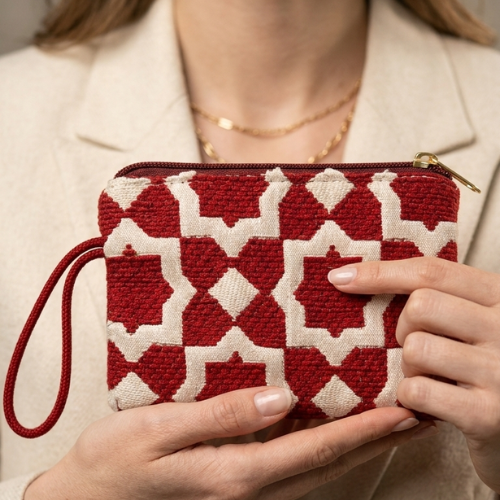 Rouge Majesté – Porte-Monnaie Artisanal Marocain