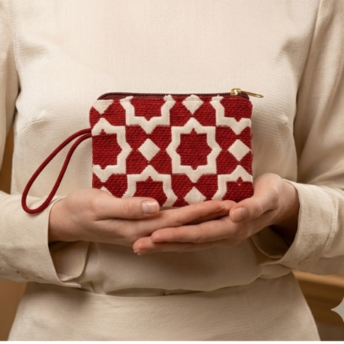 Rouge Majesté – Porte-Monnaie Artisanal Marocain